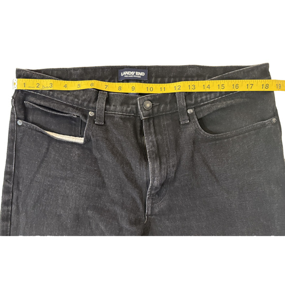 Lands' End Square Rigger Jeans Mens 36x32 Black Denim Straight Classic Fit - Picture 5 of 6